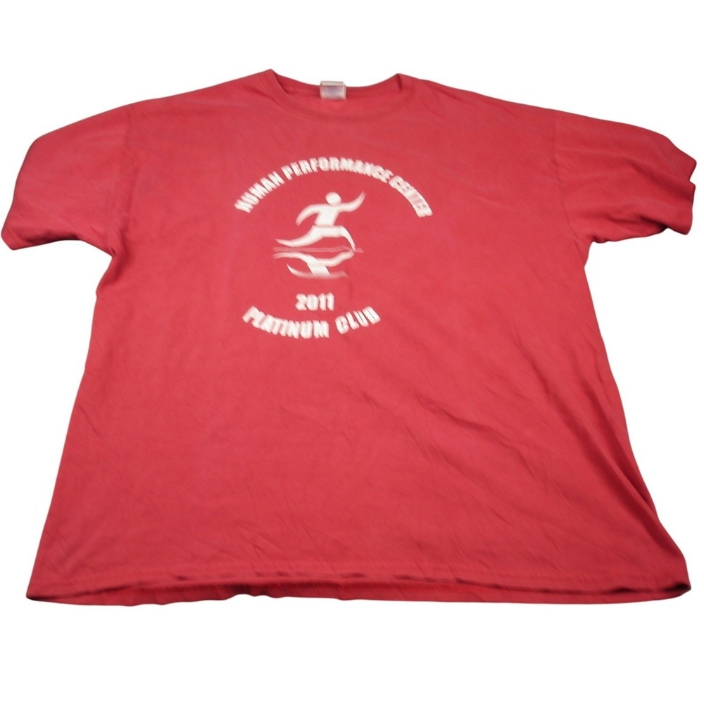 Gildan Mens Human Performance Center 2011 Platinum Club T-Shirt XL Red‎ Hole